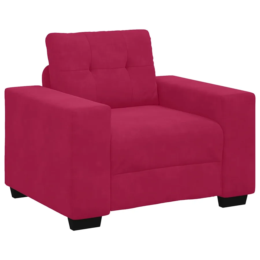 Canapé/Fauteuil rouge bordeaux 100x78x80 cm velours - 2