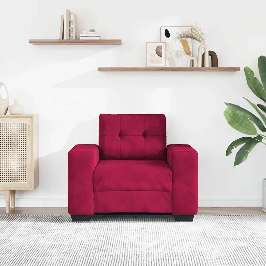 Canapé/Fauteuil rouge bordeaux 100x78x80 cm velours - 3