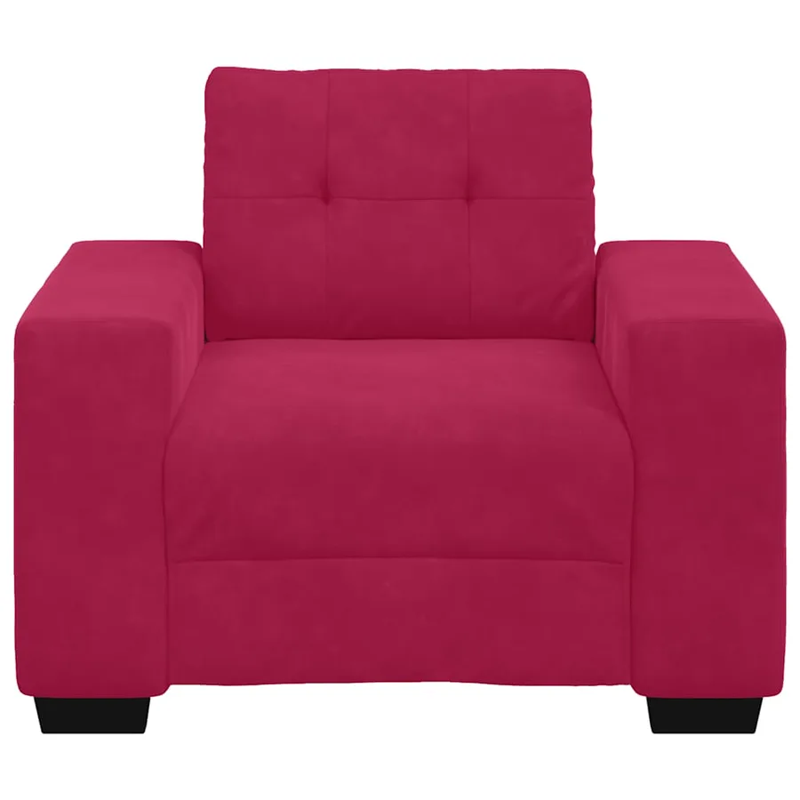 Canapé/Fauteuil rouge bordeaux 100x78x80 cm velours - 4