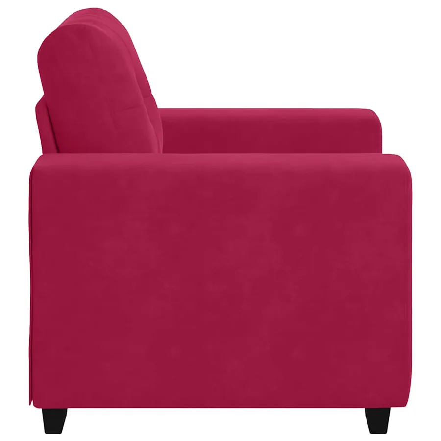 Canapé/Fauteuil rouge bordeaux 100x78x80 cm velours - 5