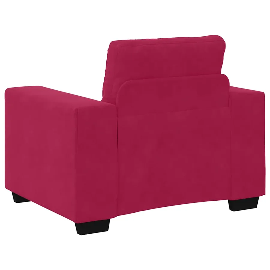 Canapé/Fauteuil rouge bordeaux 100x78x80 cm velours - 6