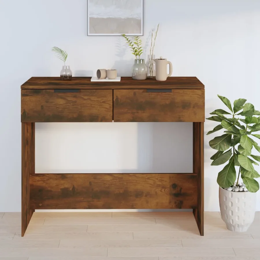 Table console Chêne fumé 90x36x75 cm Bois d'ingénierie - 3