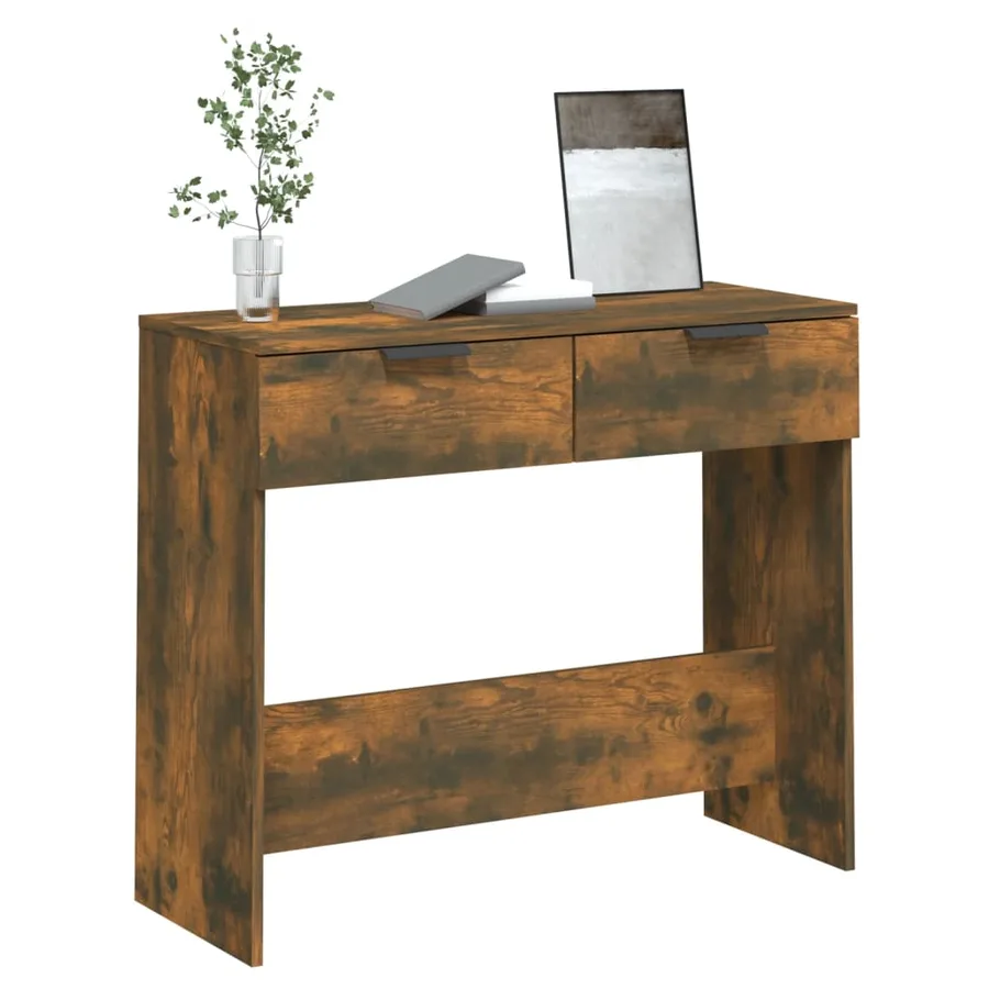 Table console Chêne fumé 90x36x75 cm Bois d'ingénierie - 4