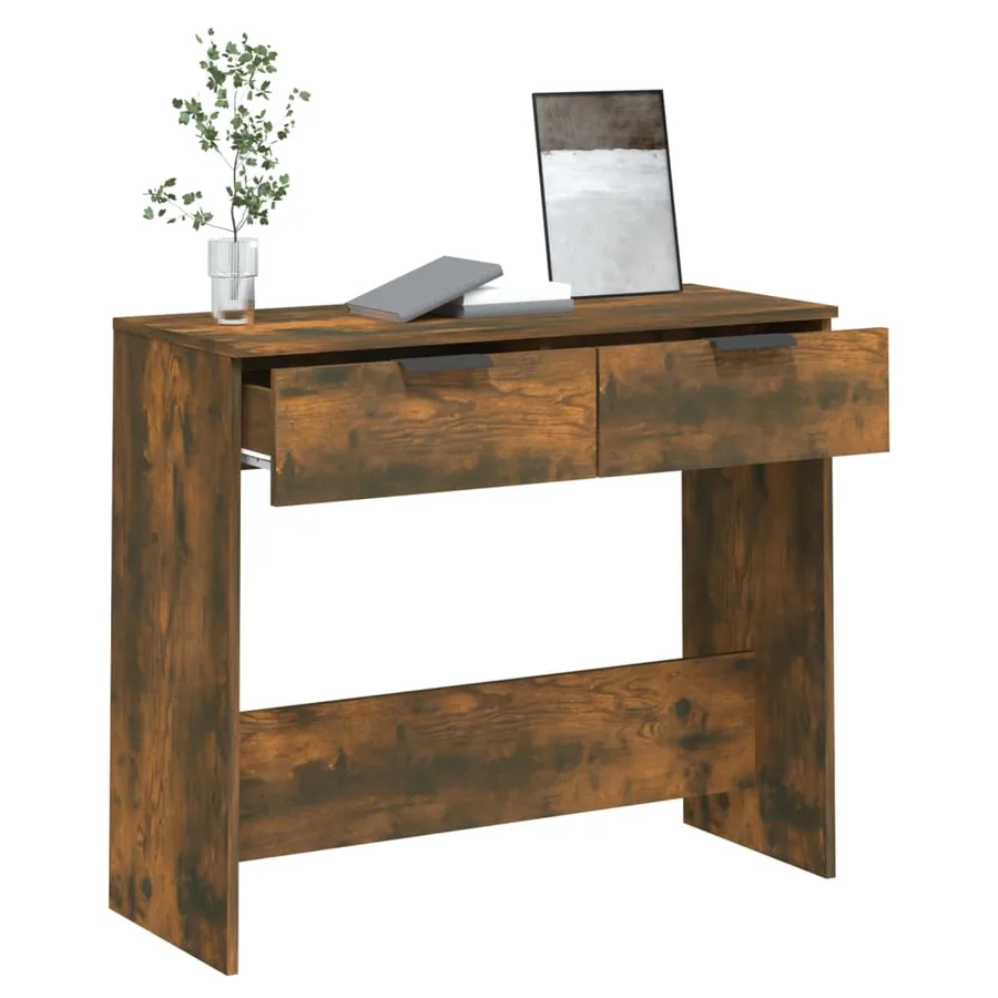 Table console Chêne fumé 90x36x75 cm Bois d'ingénierie - 5