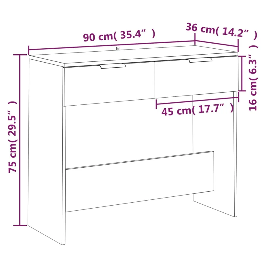 Table console Chêne fumé 90x36x75 cm Bois d'ingénierie - 8