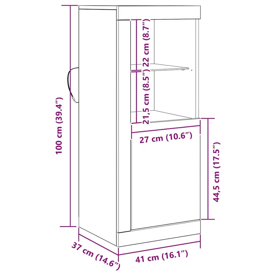 Buffet LED Marron 41 x 37 x 100 cm Bois d'ingénierie - 15