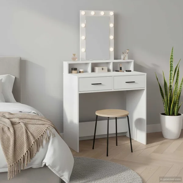 Table de Toilette Blanc 79 x 41 x 140 cm Bois d'ingénierie