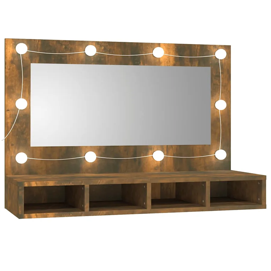 Armoire à miroir avec LED Chêne fumé 90x31,5x62 cm - 2