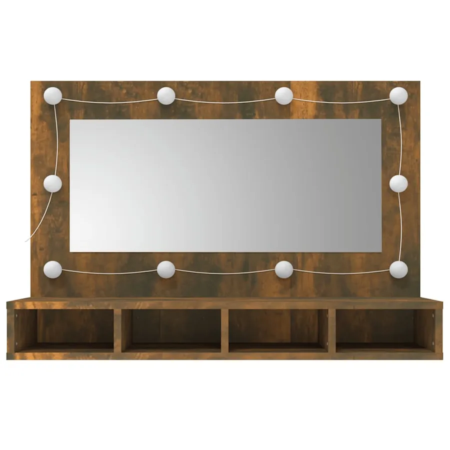 Armoire à miroir avec LED Chêne fumé 90x31,5x62 cm - 4