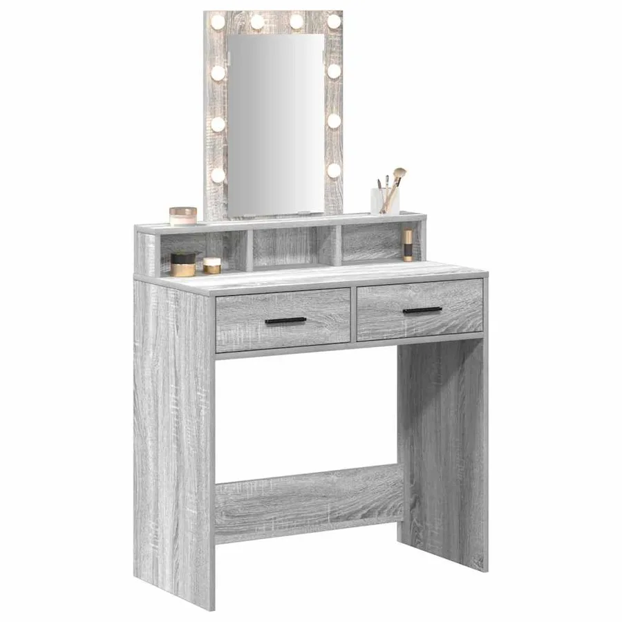 Table de Toilette Gris 79 x 41 x 140 cm Bois d'ingénierie - 3