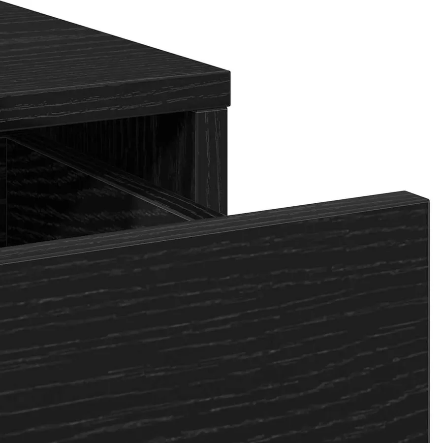 Table de Toilette avec tiroir 3 pcs Noir Bois d'ingénierie - 9