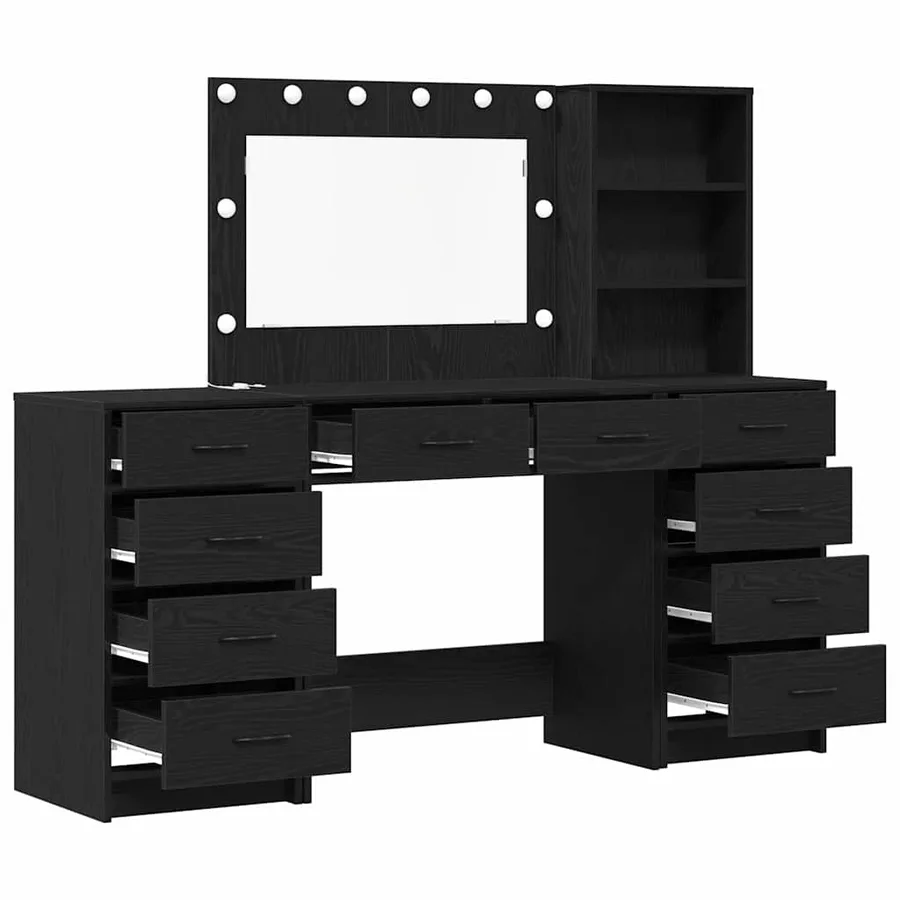 Table de Toilette 3 pcs Chêne noir Bois d'ingénierie - 2