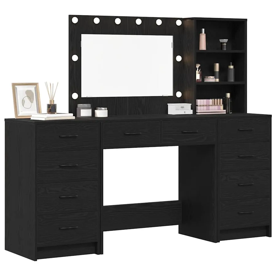 Table de Toilette 3 pcs Chêne noir Bois d'ingénierie - 3