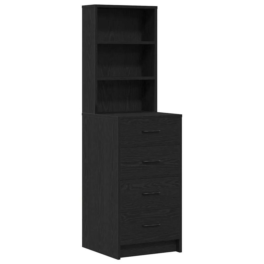 Table de Toilette 3 pcs Chêne noir Bois d'ingénierie - 6