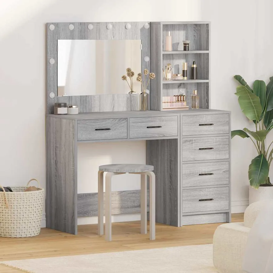 Table de Toilette avec tiroir Gris clair 78.5 x 41 x 135 cm