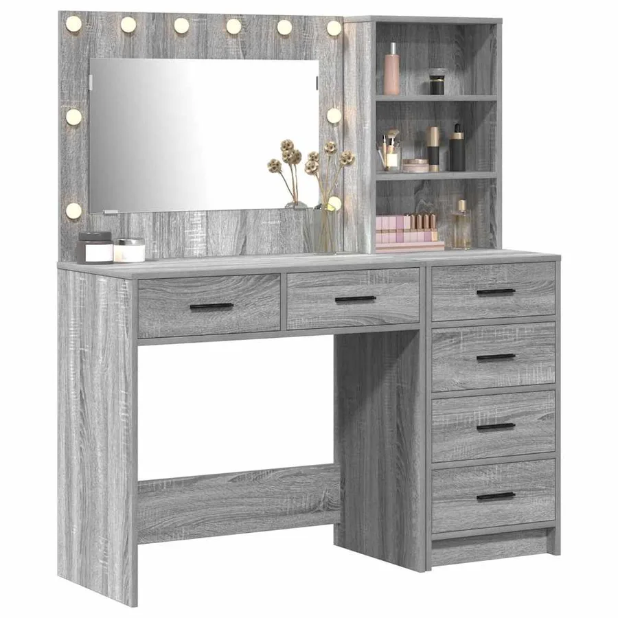 Table de Toilette avec tiroir Gris clair 78.5 x 41 x 135 cm - 3
