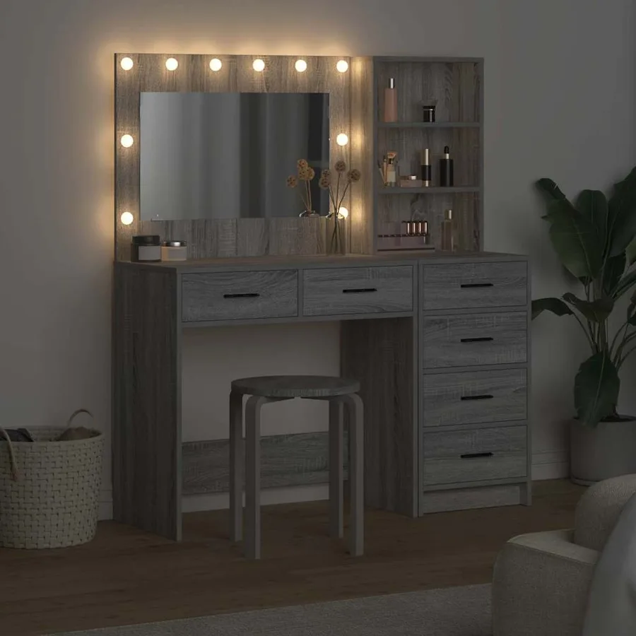 Table de Toilette avec tiroir Gris clair 78.5 x 41 x 135 cm - 4
