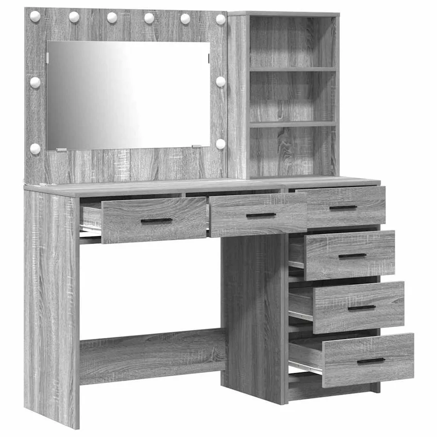 Table de Toilette avec tiroir Gris clair 78.5 x 41 x 135 cm - 7