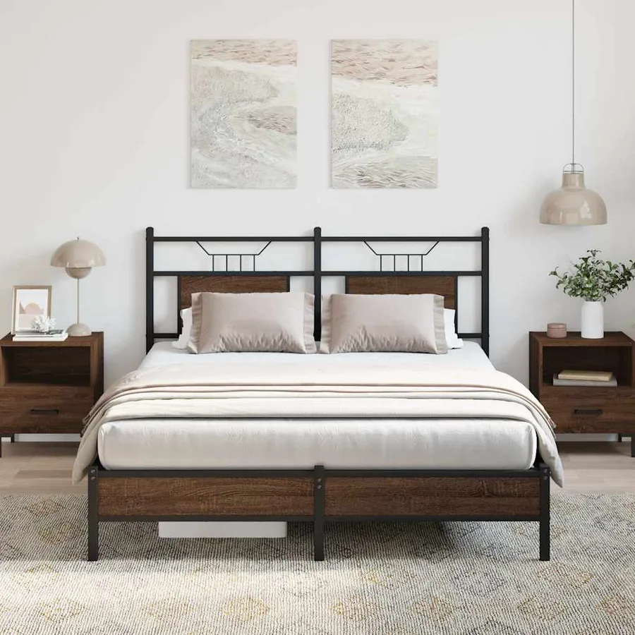 Cadre de lit sans matelas chêne marron 150x200 cm - 5