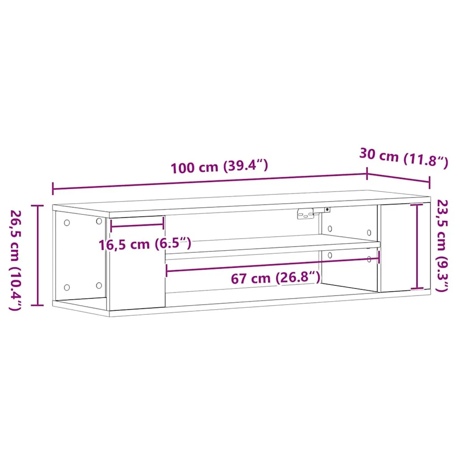 Meuble TV Chêne noir 100 x 30 x 26,5 cm Bois d'ingénierie - 11