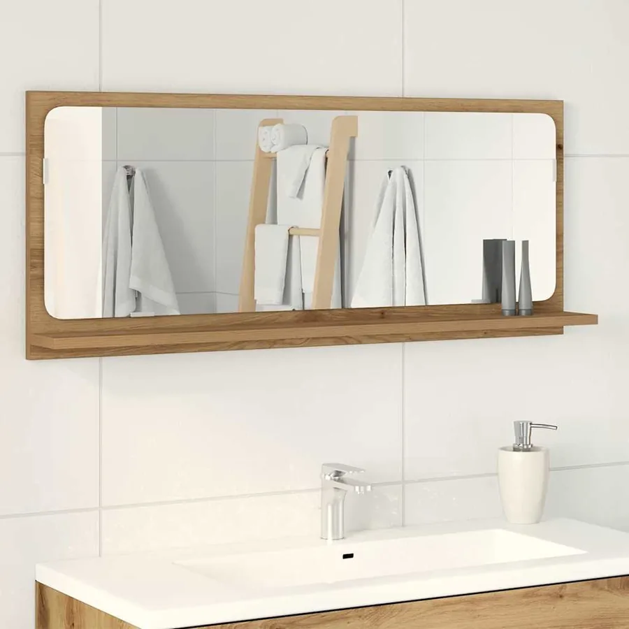 Étagère Miroir chêne artisanal 90 x 10,5 x 37 cm