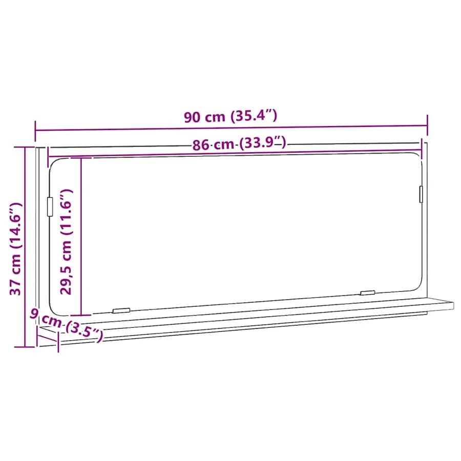 Étagère Miroir chêne artisanal 90 x 10,5 x 37 cm - 12