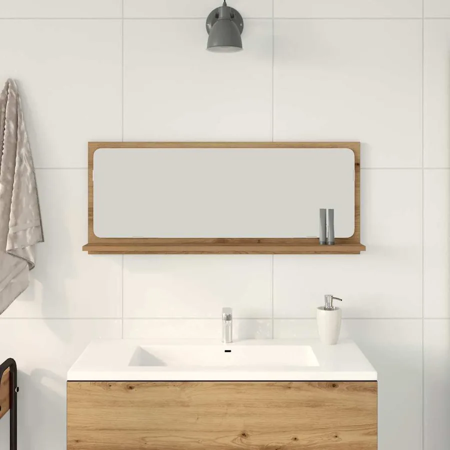 Étagère Miroir chêne artisanal 90 x 10,5 x 37 cm - 4
