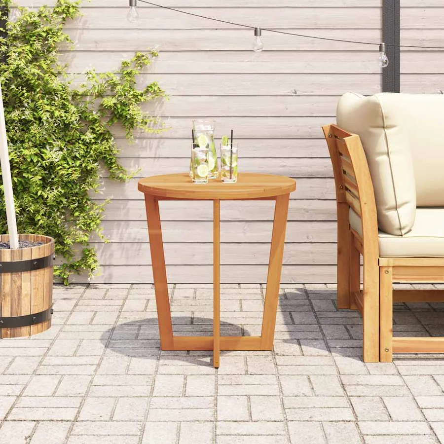 Table d'appoint de jardin ronde Ø70x75 cm en bois massif d'acacia - 3