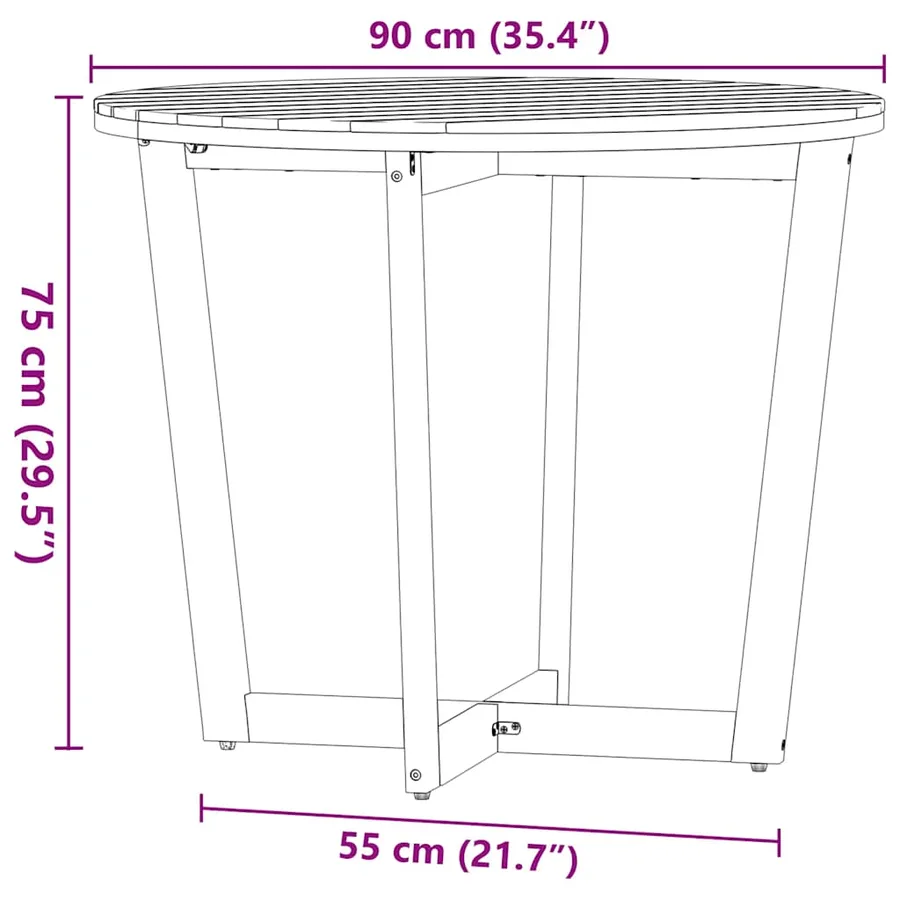 Ensemble de salle à manger de jardin 5 pcs en bois massif d'acacia - 10