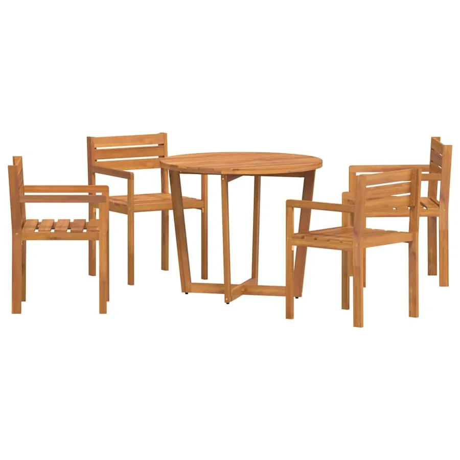 Ensemble de salle à manger de jardin 5 pcs en bois massif d'acacia - 2