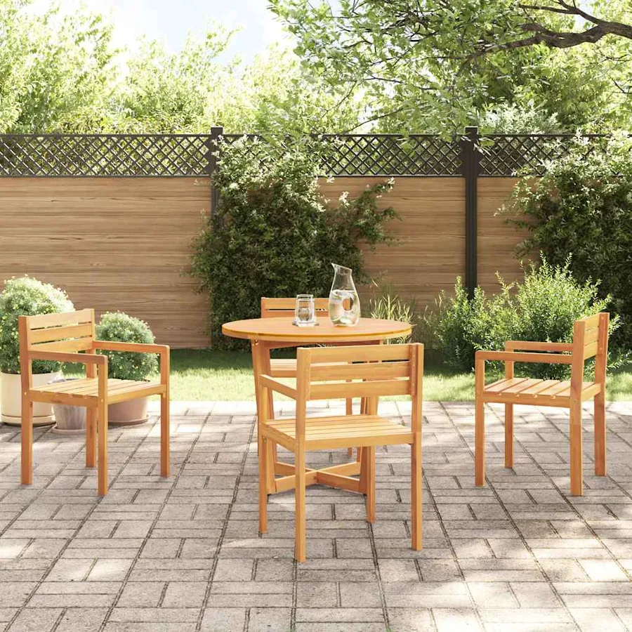 Ensemble de salle à manger de jardin 5 pcs en bois massif d'acacia - 3