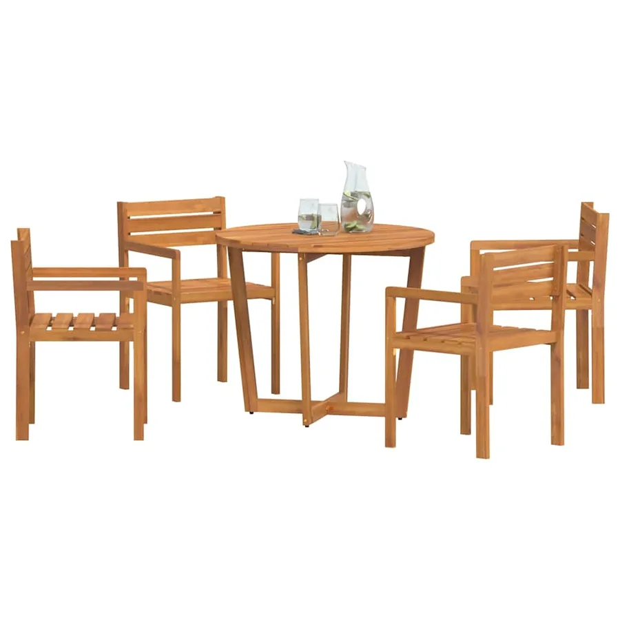 Ensemble de salle à manger de jardin 5 pcs en bois massif d'acacia - 4