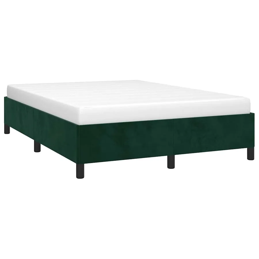 Cadre de lit sans matelas vert foncé 140x200 cm velours - 3