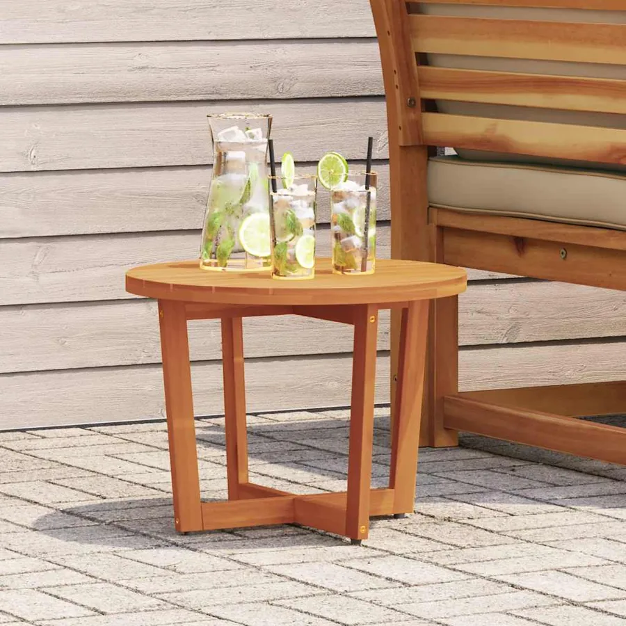 Table d'appoint de jardin ronde Ø55x40 cm en bois d'acacia massif