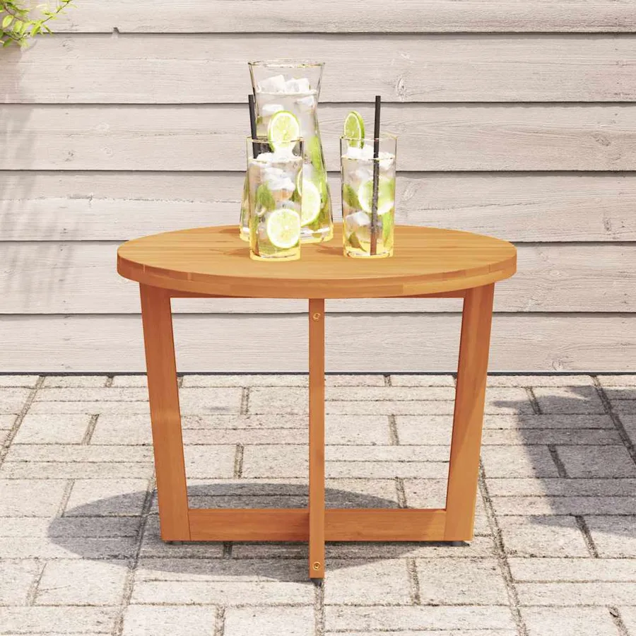 Table d'appoint de jardin ronde Ø55x40 cm en bois d'acacia massif - 3