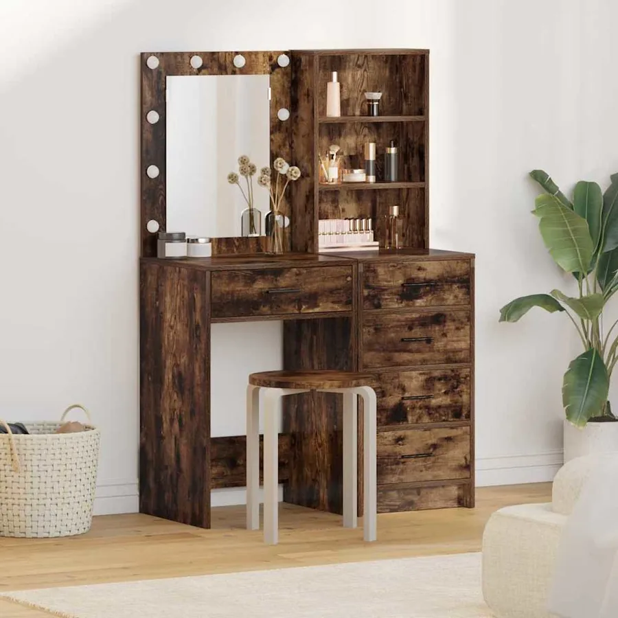Table de Toilette avec tiroir 2 pcs Marron 50 x 41 x 135 cm