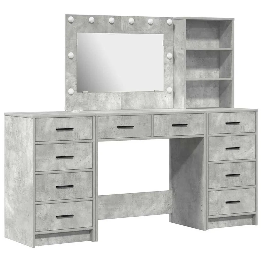 Table de Toilette 3 pcs Gris béton Bois d'ingénierie - 2