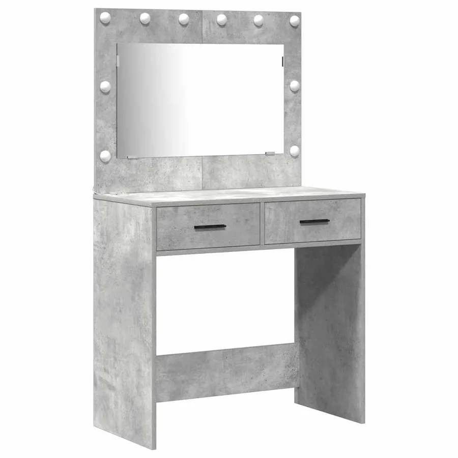 Table de Toilette 3 pcs Gris béton Bois d'ingénierie - 5