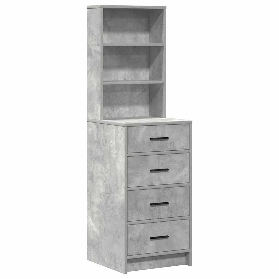 Table de Toilette 3 pcs Gris béton Bois d'ingénierie - 6