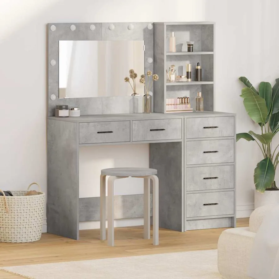 Table de Toilette Gris 78.5 x 41 x 135 cm Bois d'ingénierie