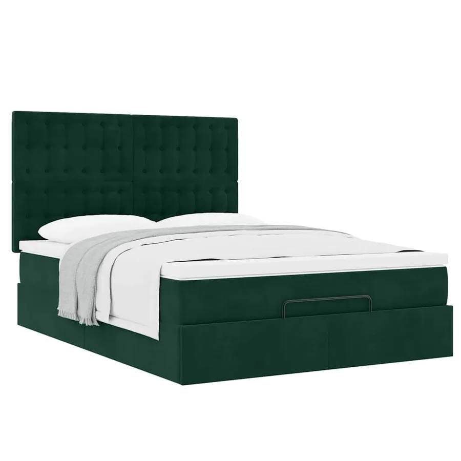 Cadre de lit ottoman avec matelas vert foncé 160x200 cm velours - 5