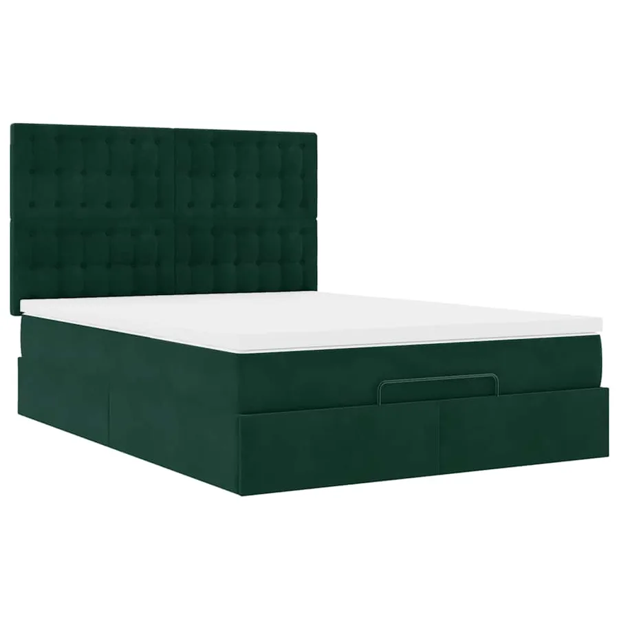 Cadre de lit ottoman avec matelas vert foncé 160x200 cm velours - 6