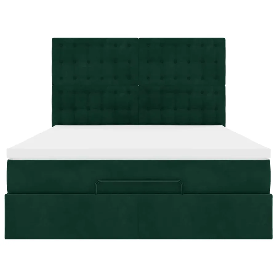 Cadre de lit ottoman avec matelas vert foncé 160x200 cm velours - 7