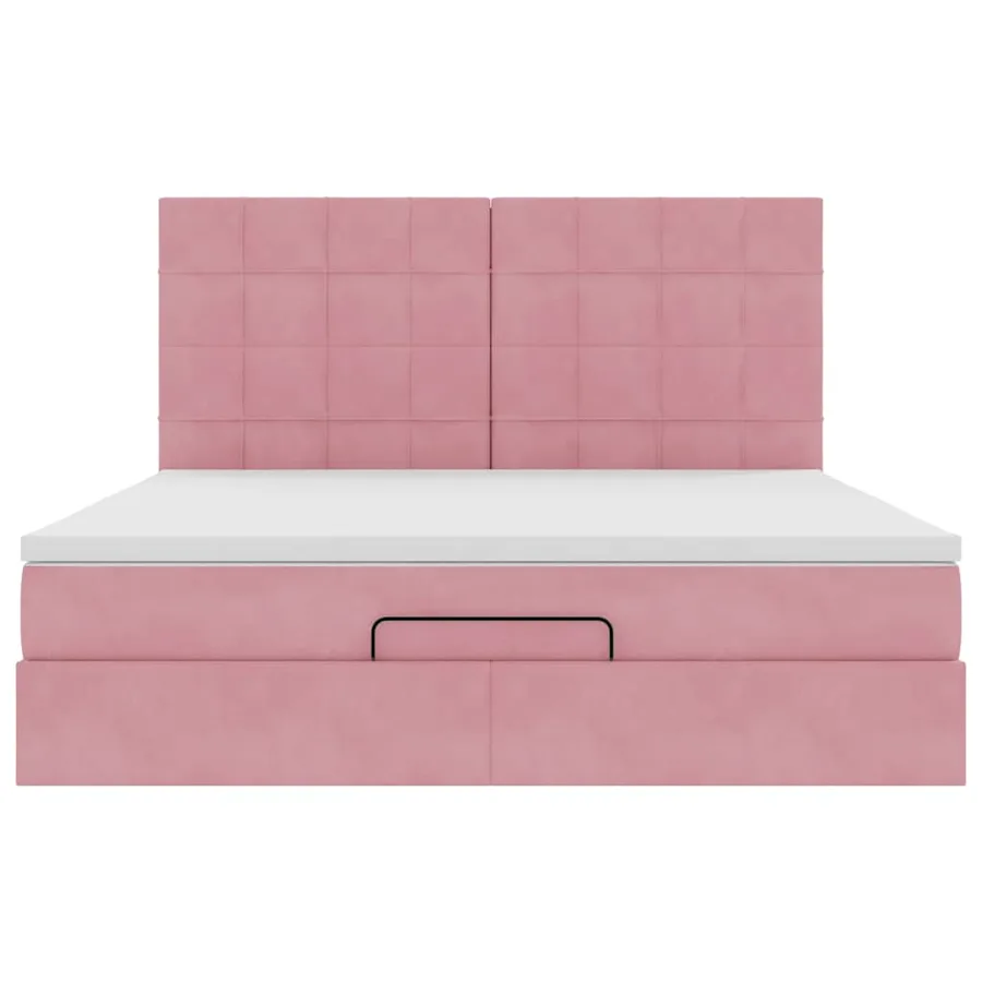 Cadre de lit ottoman avec matelas rose 180x200 cm velours - 8