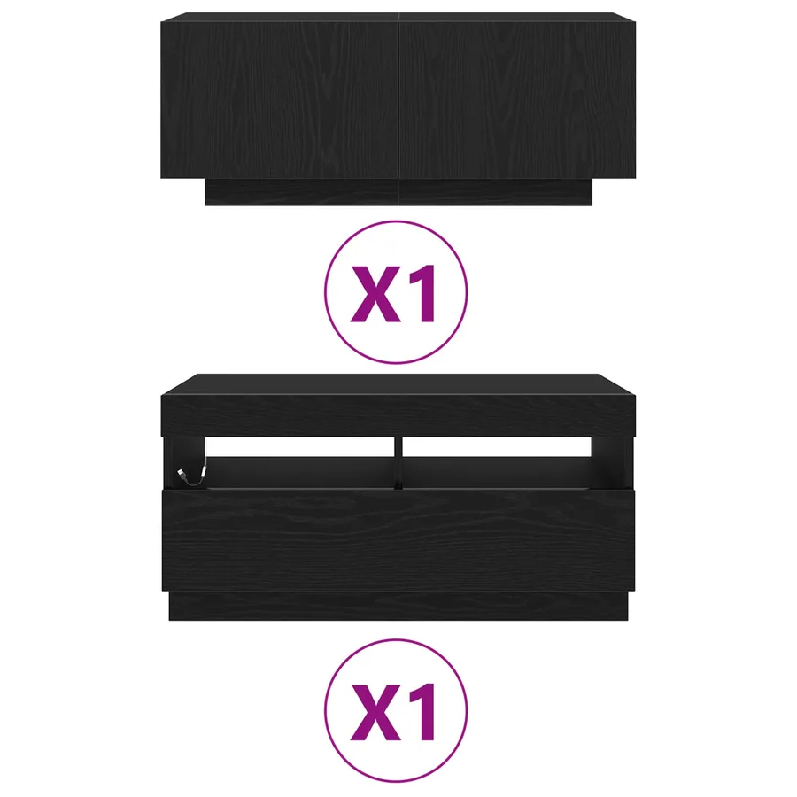 Ensemble meuble TV Montage mural 2 pcs Noir 180 x 35 x 40 cm - 6