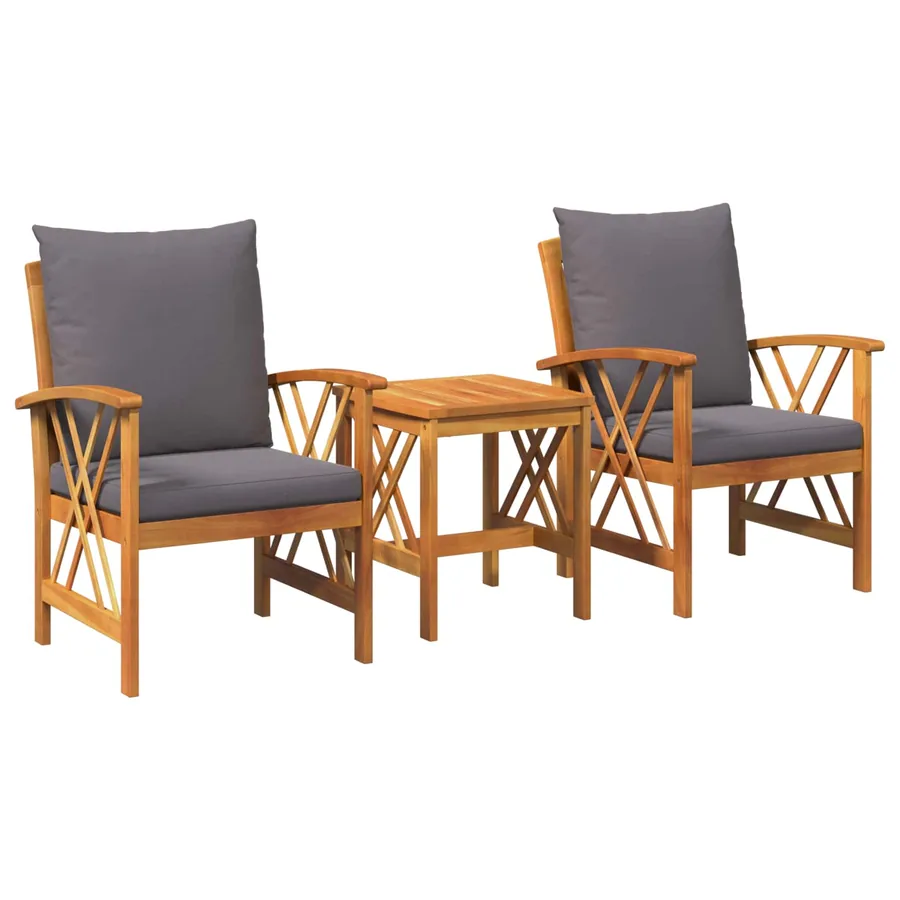 Ensemble de canapé de jardin avec coussin 3 pcs Huile Naturelle
