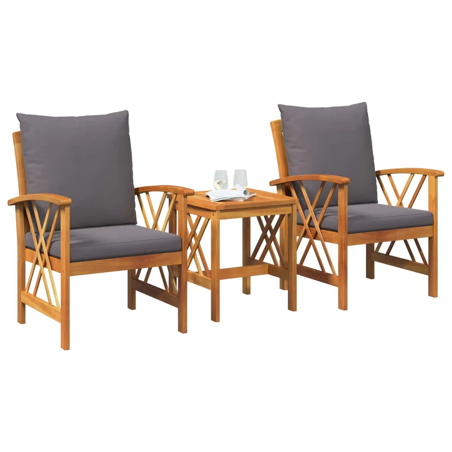 Ensemble de canapé de jardin avec coussin 3 pcs Huile Naturelle - 2