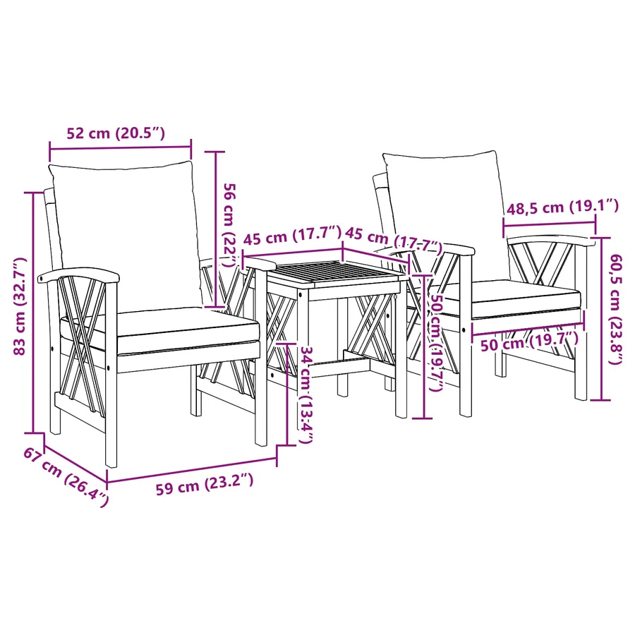 Ensemble de canapé de jardin avec coussin 3 pcs Huile Naturelle - 6