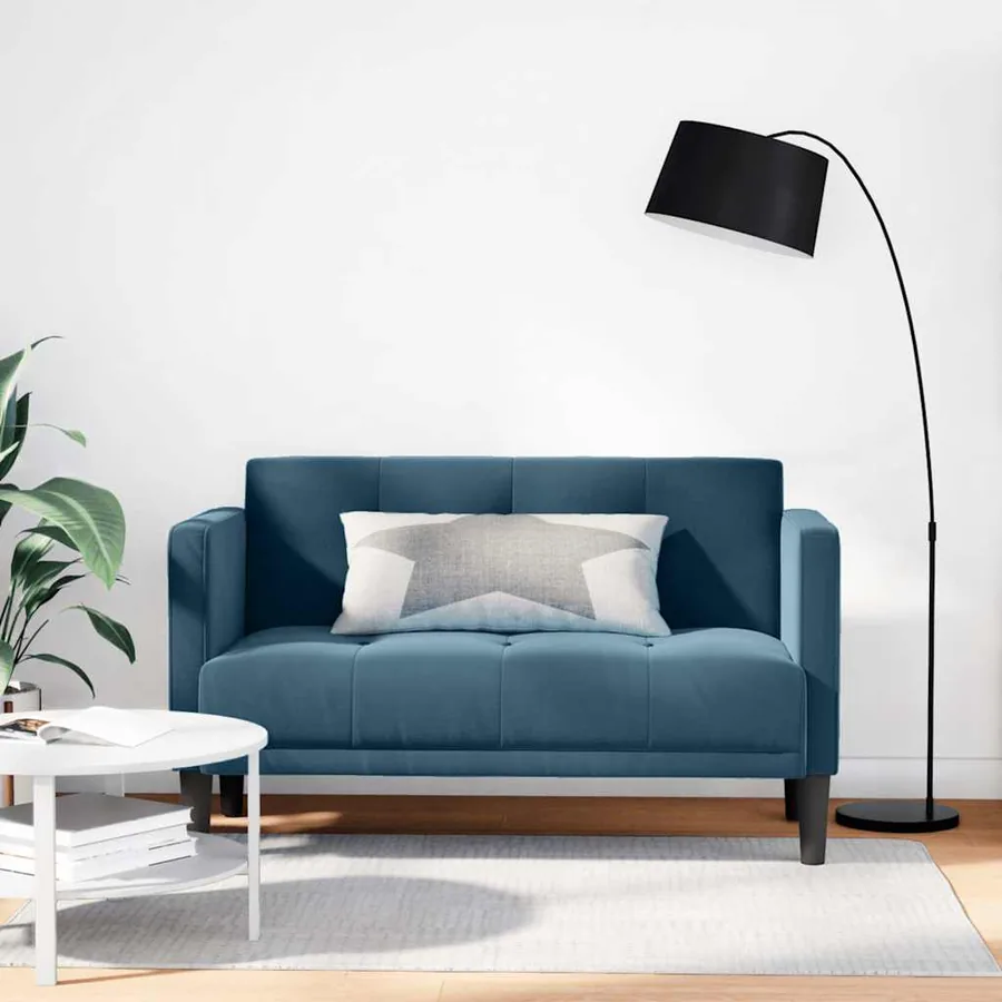 Canapé deux places bleu 111 cm velours