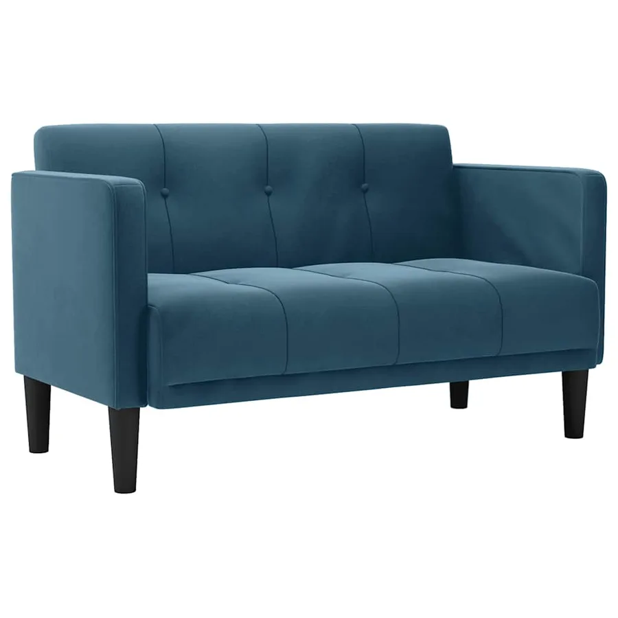 Canapé deux places bleu 111 cm velours - 2